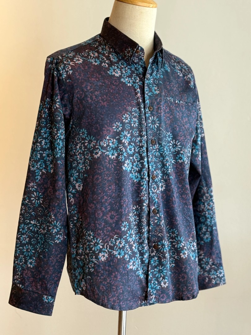 Men's Batik Shirt Long Sleeve Premium Cotton Silk 33