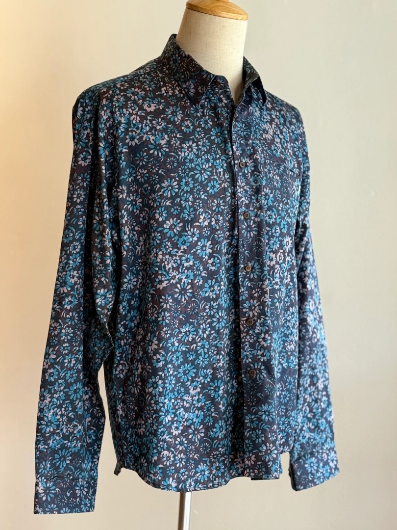 Men's Batik Shirt Long Sleeve Premium Cotton Silk 34