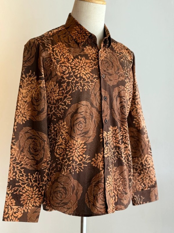 Men's Batik Shirt Long Sleeve Premium Cotton Satin 31